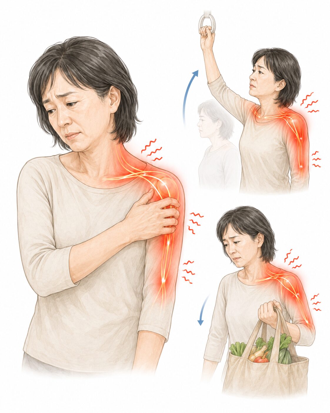 肩や鎖骨まわりの症状